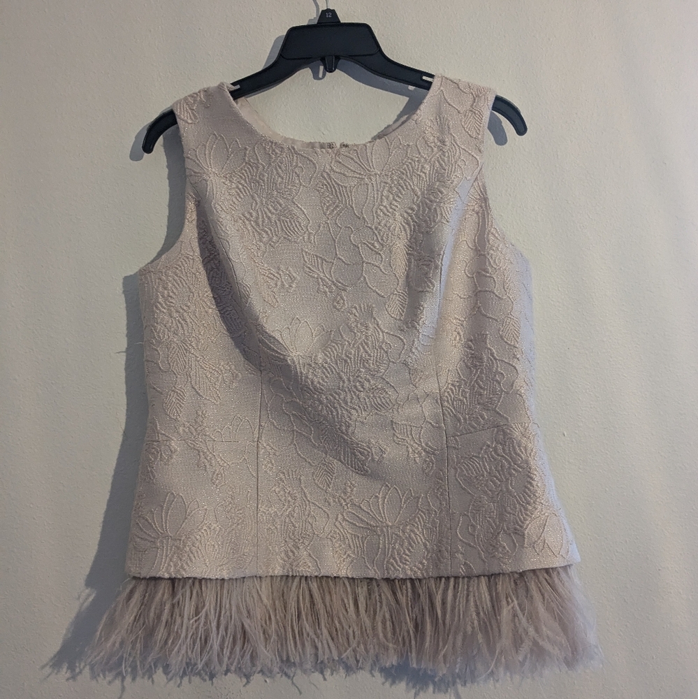 Teri Jon 2 peice set size 8. Blush pink, feathers